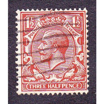 1924-26 George V, Three Hallf Pence Brown. Wm T111, Block Cypher., P14 Fine Used