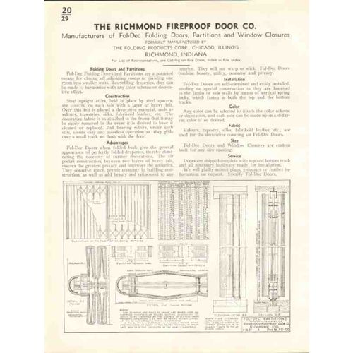 richmond fireproof door company 1938 fol-dec folding vintage catalog