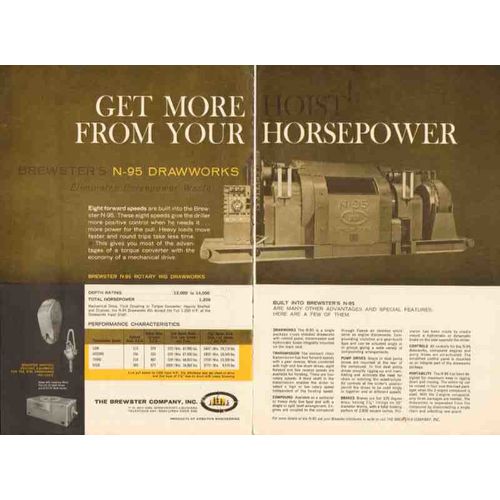 brewster company inc 1962 n-95 drawworks hoist horsepower vintage ad