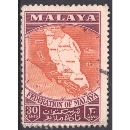 Malaya 1957 - SG4 - 30c red/lake - Map Of Federation - used