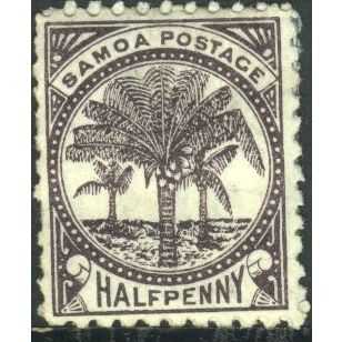 Samoa stamps 1886 - SG57a - ½d brownish purple - Palm Trees - MH