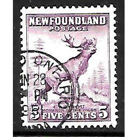 NEWFOUNDLAND 1932 5c MAROON CARIBOU SG213 FINE USED