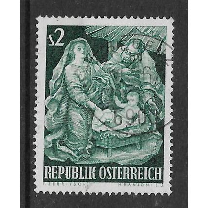 AUSTRIA 1963 CHRISTMAS 2s GREEN THE HOLY FAMILY SG 1409 FINE USED#