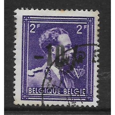 BELGIUM 1946 SURCH -10% BLACK on 2F VIOLET KING LEOPOLD SG1172 FINE USED