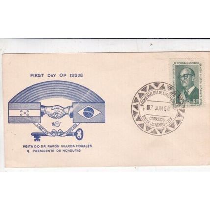 Brazil 1958 Ramon Villeda Morales FDC Rio de Janeiro special cancel unaddressed