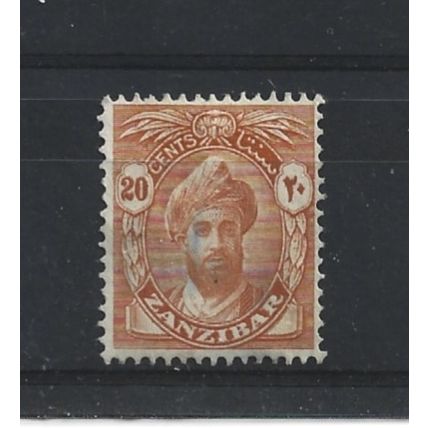 Zanzibar.SG313 20c Sultan Khalifa bin Harub (Orange).Fine Used.Jul24j