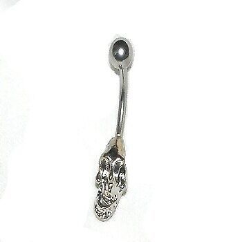 Belly Ring Jewelry with movable Skull pendant 316L 14g