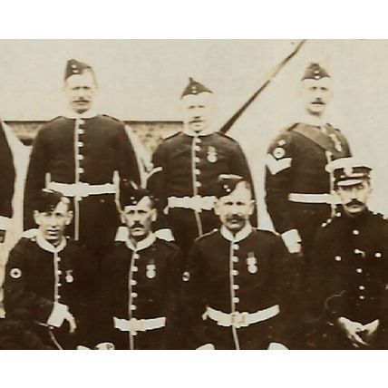 Postcard British Army unknown infantry regiment soldiers group medics c. 1900s