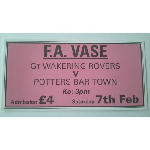 Great Wakering Rovers v Potters Bar Town Football Ticket Stub Non League