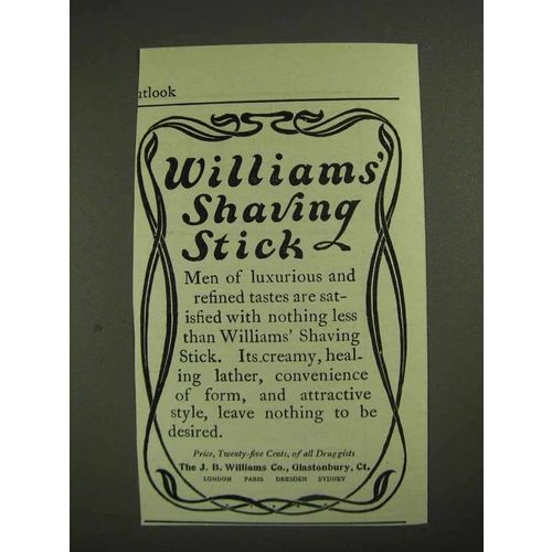1903 Williams' Shaving Stick Ad - Refined Tastes