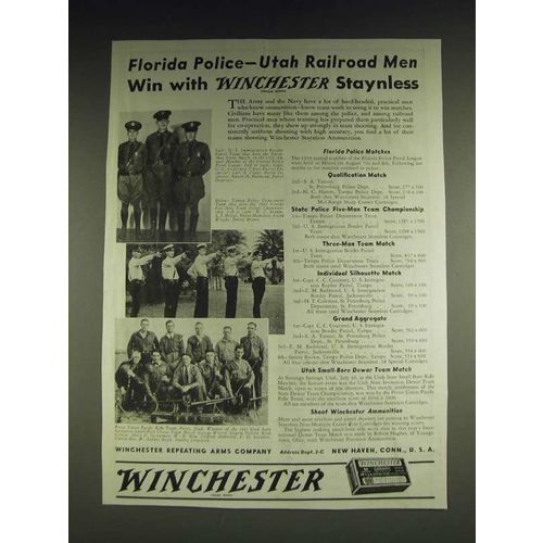 1933 Winchester Staynless Ammunition Ad - U.S. Immigration Border Patrol Team