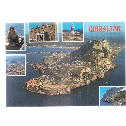 multiview, GIBRALTAR used vintage postcard 1987 postmark =