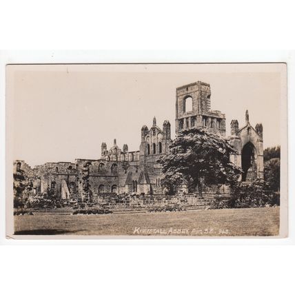View from South East Kirkstall Abbey Leeds Postcard RP West Yorkshire