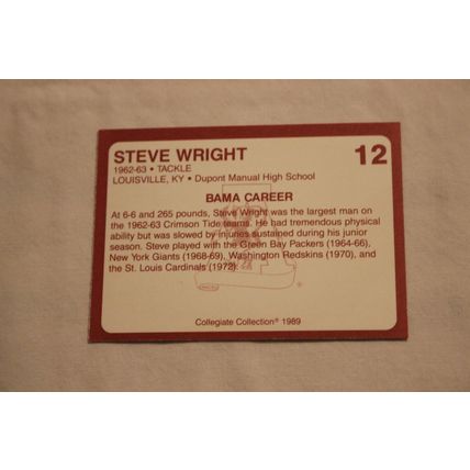 Steve Wright 1989 Collegiate Collection Alabama's Finest NO, 12