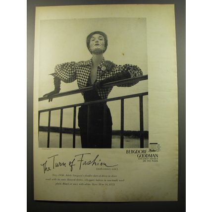 1950 Bergdorf Goodman Adele Simpson Dress Advertisement - photo by Sharland
