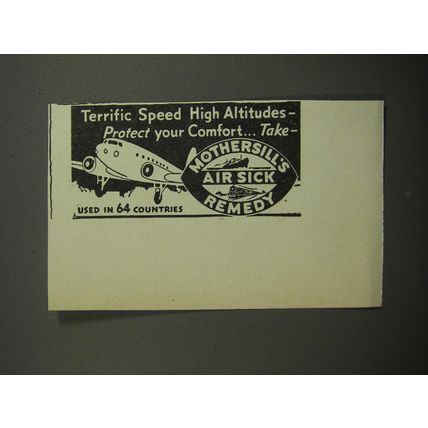 1952 Mothersill's Air Sick Remedy Ad - Terrific speed high altitudes