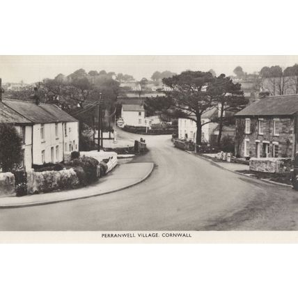 Esso Garage Petrol Station Perranwell Village Cornwall Old Postcard