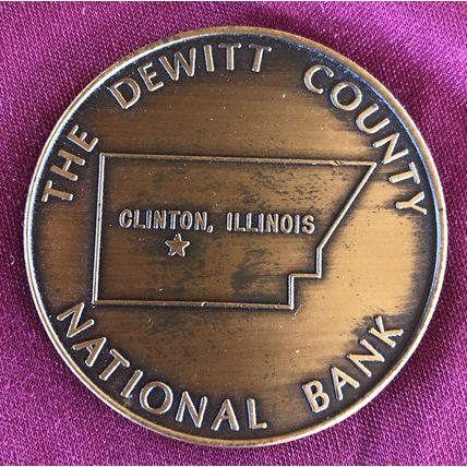 1972 Dewitt County Bank Clinton Illinois Bank 100th Anniversary Bronze Token