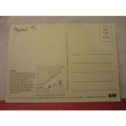 AERIAL VIEW OF EAST & WEST LOOE CORNWALL unused postcard by Skyshot =