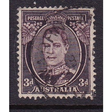 AUSTRALIA 1937-49 3d GVI PURPLE BROWN USED SG187