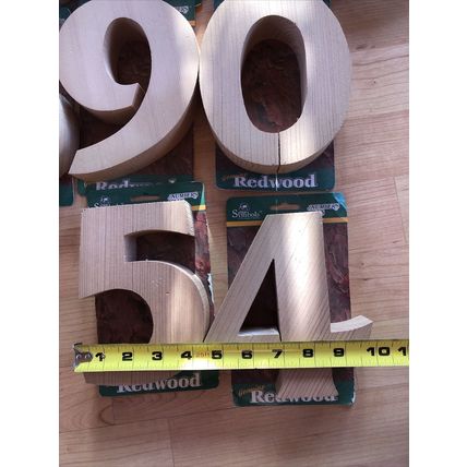 Solid Redwood Number 47 Piece Lot Address Art Crafts Unfinished Wood 7" X 1 1/2"