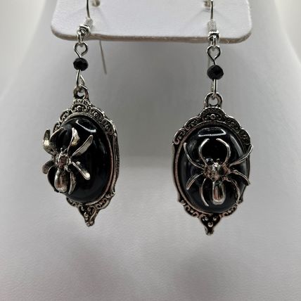 Halloween Earrings Gothic Black Spider Earrings #684