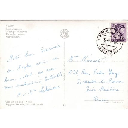 Napoli Borgo Marinaro Italy Postcard posted 1965 crease