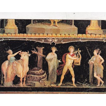 Napoli Apollo Vincitore del Serpente Pitone Postcard posted creased