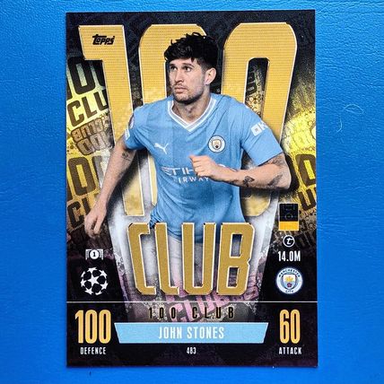 Match Attax 23/24 John Stones 100 Club Manchester City Card 483