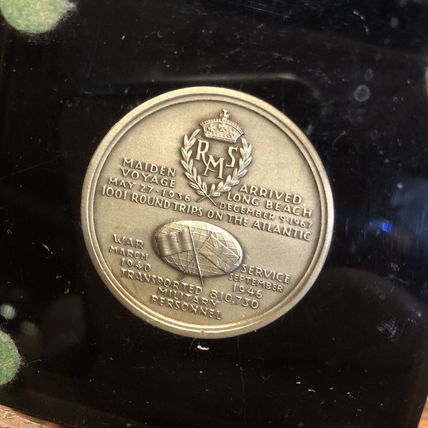 Vintage RMS Queen Mary Commemorative Medal "Stateliest Ship 1936" Encapsulated
