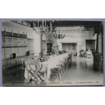 vintage postcard Langeais Chateau Dining Room
