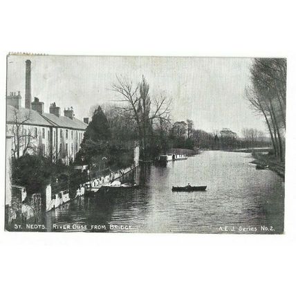 St Neots. River Ouse From Bridge. Cambridgeshire. A E J Series no 2