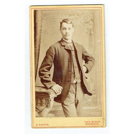 Victorian cdv photo young man standing hand on hip Wakefield photographer