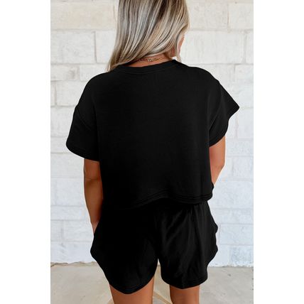 Black Baseball Print Skort Set