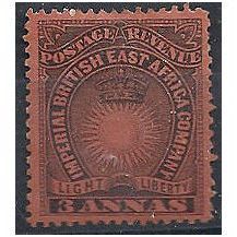British East Africa 1891 SG8 3 Annas Black/Dull Red Mounted Mint . .