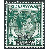 BMA Malaya 1947 SG4a 3c Blue-Green Mounted Mint .. ..