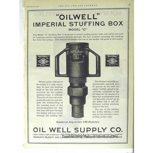 oil well supply company 1928 imperial stuffing sucker rod vintage ad