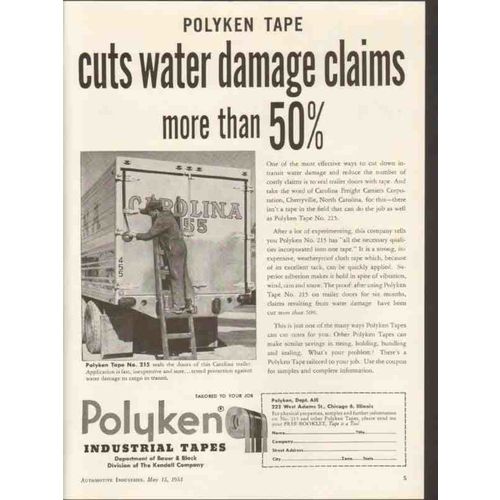 polyken industrial tape 1953 cuts water damage claims vintage ad
