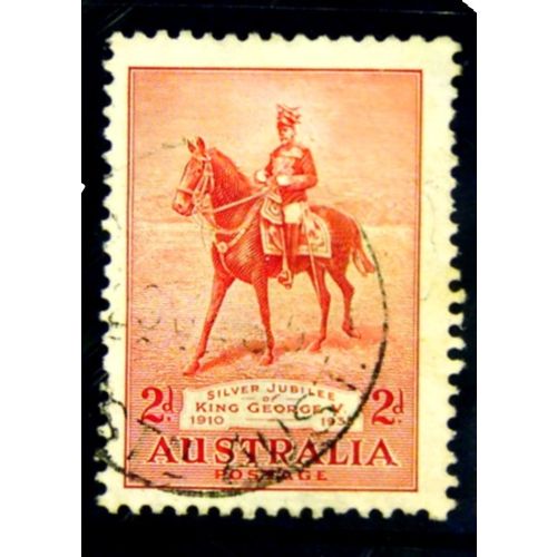 AUSTRALIA 1935 SG 156 2d SCARLET SILVER JUBILEE FINE USED #