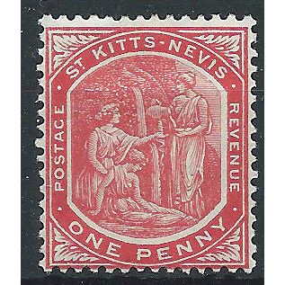St Kitts Nevis1907 SG14 1d Carmine Mounted Mint ..