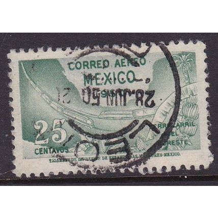 MEXICO 1950 YUCATAN RAILWAY 25c VALUE USED SG866