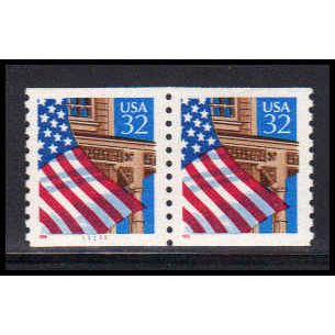 2913 32c U.S. Flag Over Porch Very Fine MNH SG CNP Left 11111 PA1701