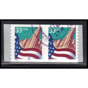 Used 3281 33c U.S. Flag Over City Fine CNP Left 2222A PA2110