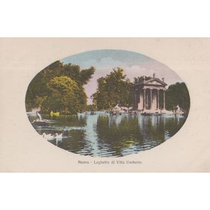 Roma Laghetto Di Villa Umberto Antique Italian Postcard