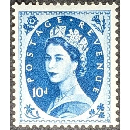 STAMP Great Britain SG527 1954 10d Queen Elizabeth II Wilding St Edwd Crown MHgd