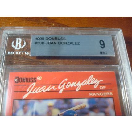 1990 Donruss, Graded Mint 9, JUAN GONZALEZ, HOF, Corrected