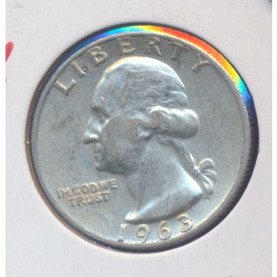 1963-D Washington 90% Silver Quarter, Ungraded, Nicer Coin