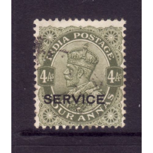 INDIA 1926 SG O113 4a SAGE GREEN Opt'd SERVICE FINE USED #