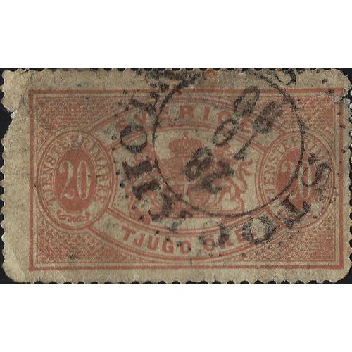 SWEDEN, State Coat of Arms, Service, red 1874, 20ore