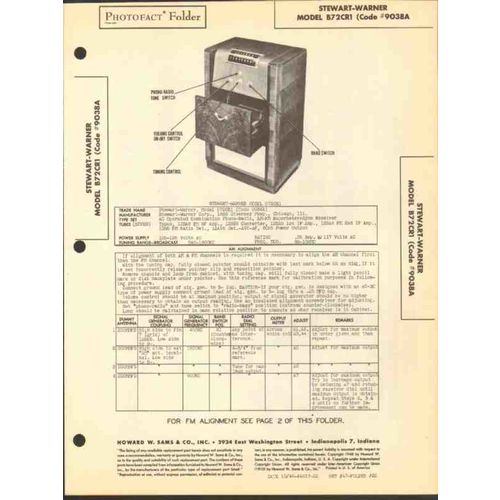 STEWART-WARNER model B72CR1 AM FM radio phono Sams Photofact manual